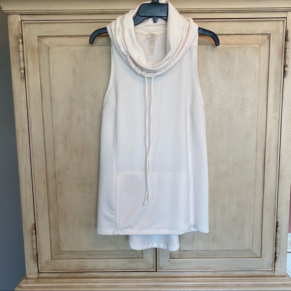 CALIA CREAM COWLNECK SLEEVELESS TUNIC HOODIE
